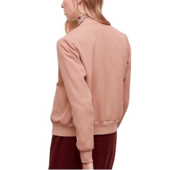 Aritzia Wilfred Poussin Vintage Crepe Bomber Jacket in Rose Pink - Sz XS - Picture 3 of 13